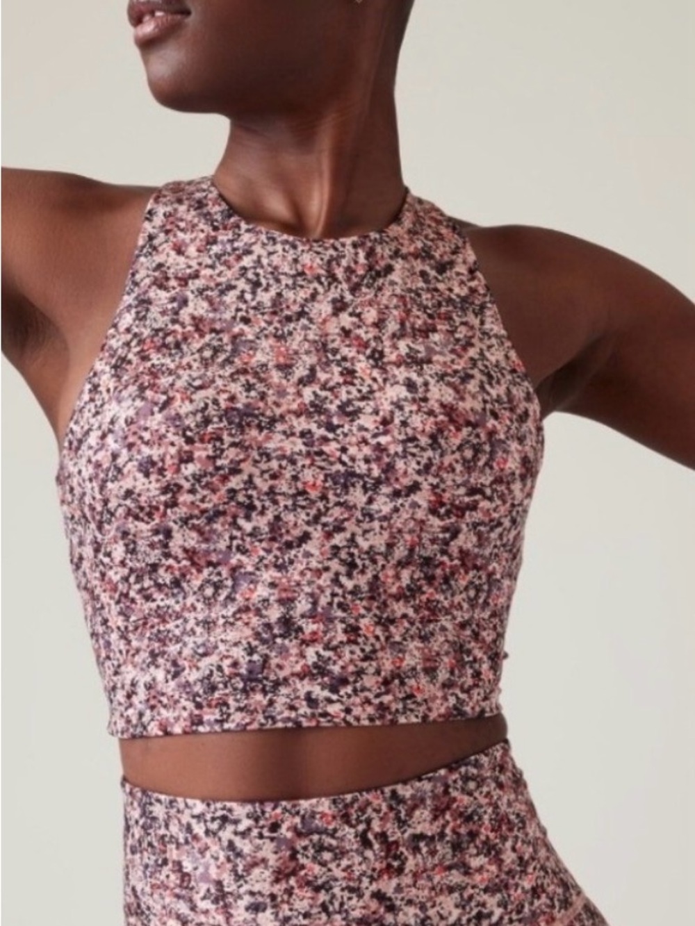 Athleta Conscious Crop Printed Crop Top D-DD+ Pink Splatter Multicolor Womens XS